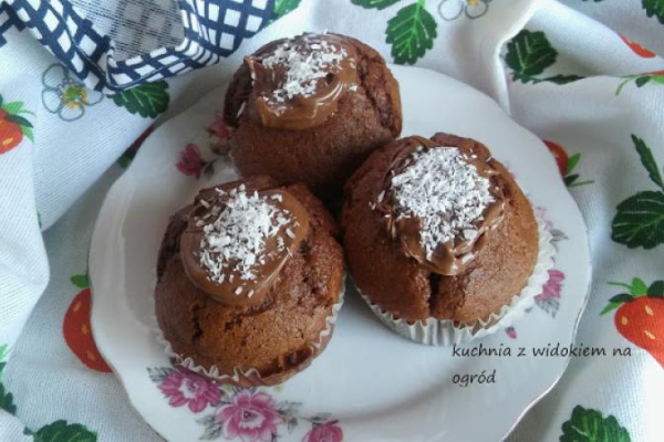 Muffinki czekoladowo kokosowe. Szybkie babeczki bez miksera.