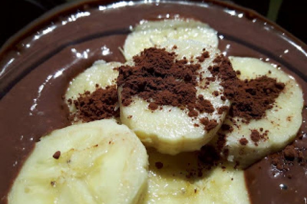 Koktajl z mojej diety - bananowy z serkiem wiejskim i kakao