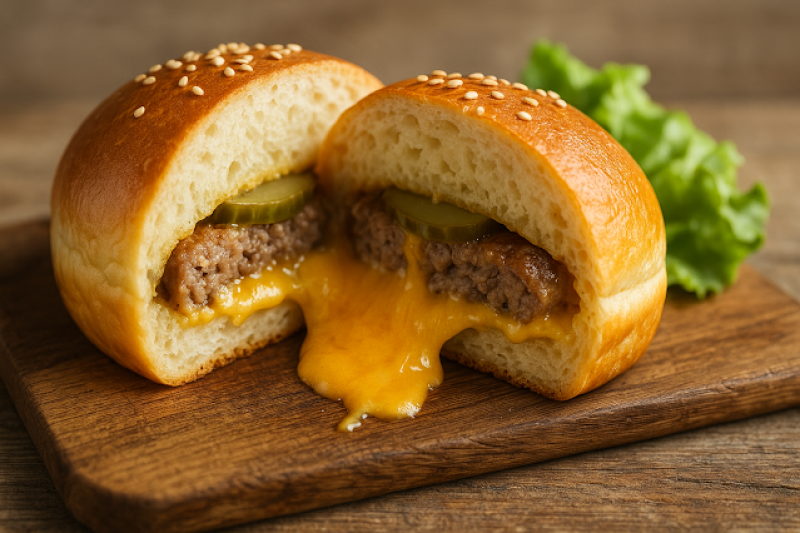 Burgery w cieście drożdżowym – pieczone bułki z „wkładką”