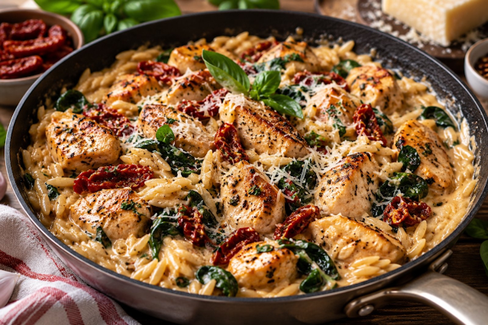 FIT Kurczak Marry Me z Orzo – kremowy, wysokobiałkowy obiad w 30 minut