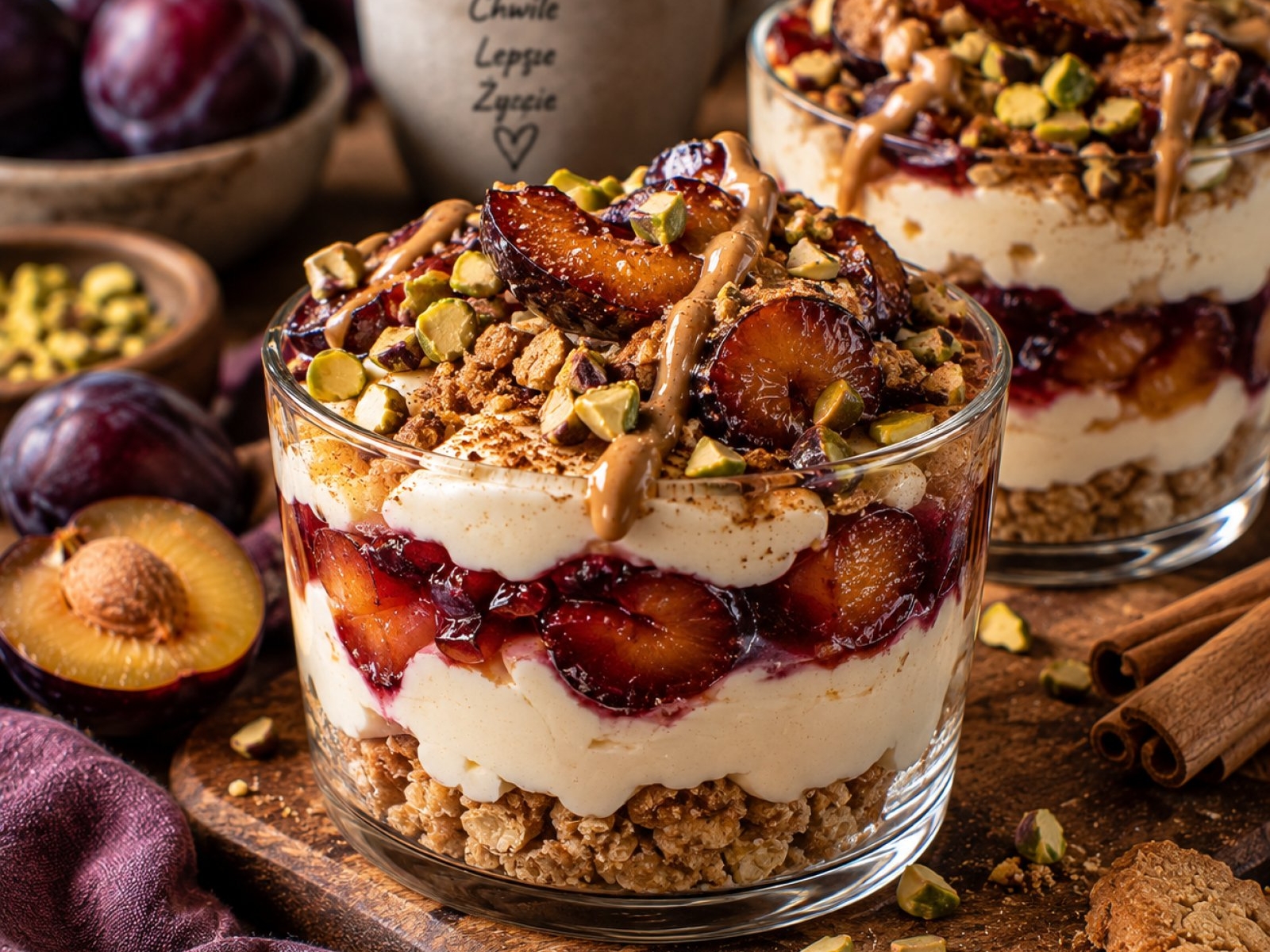 Fit Plum Cheesecake Cups – Deser ze Śliwkami Bez Pieczenia