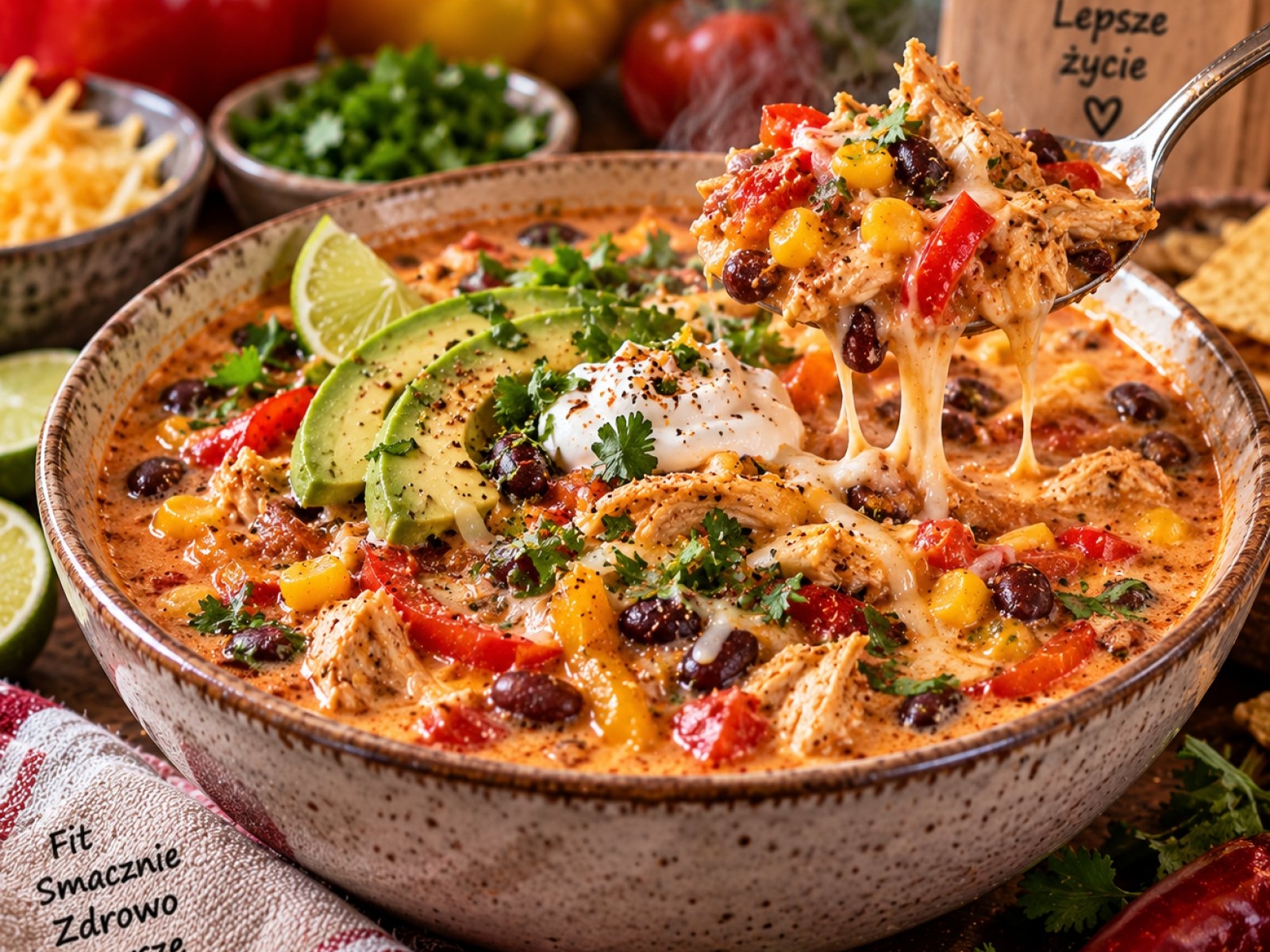 High Protein Chicken Fajita Soup – wysokobiałkowa zupa z kurczakiem