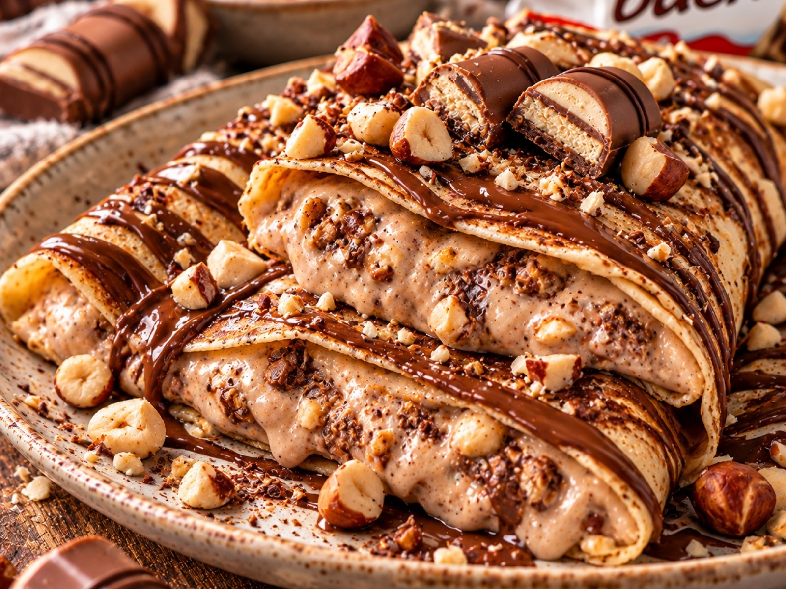 Naleśniki Kinder Bueno – fit deser z kremowym nadzieniem