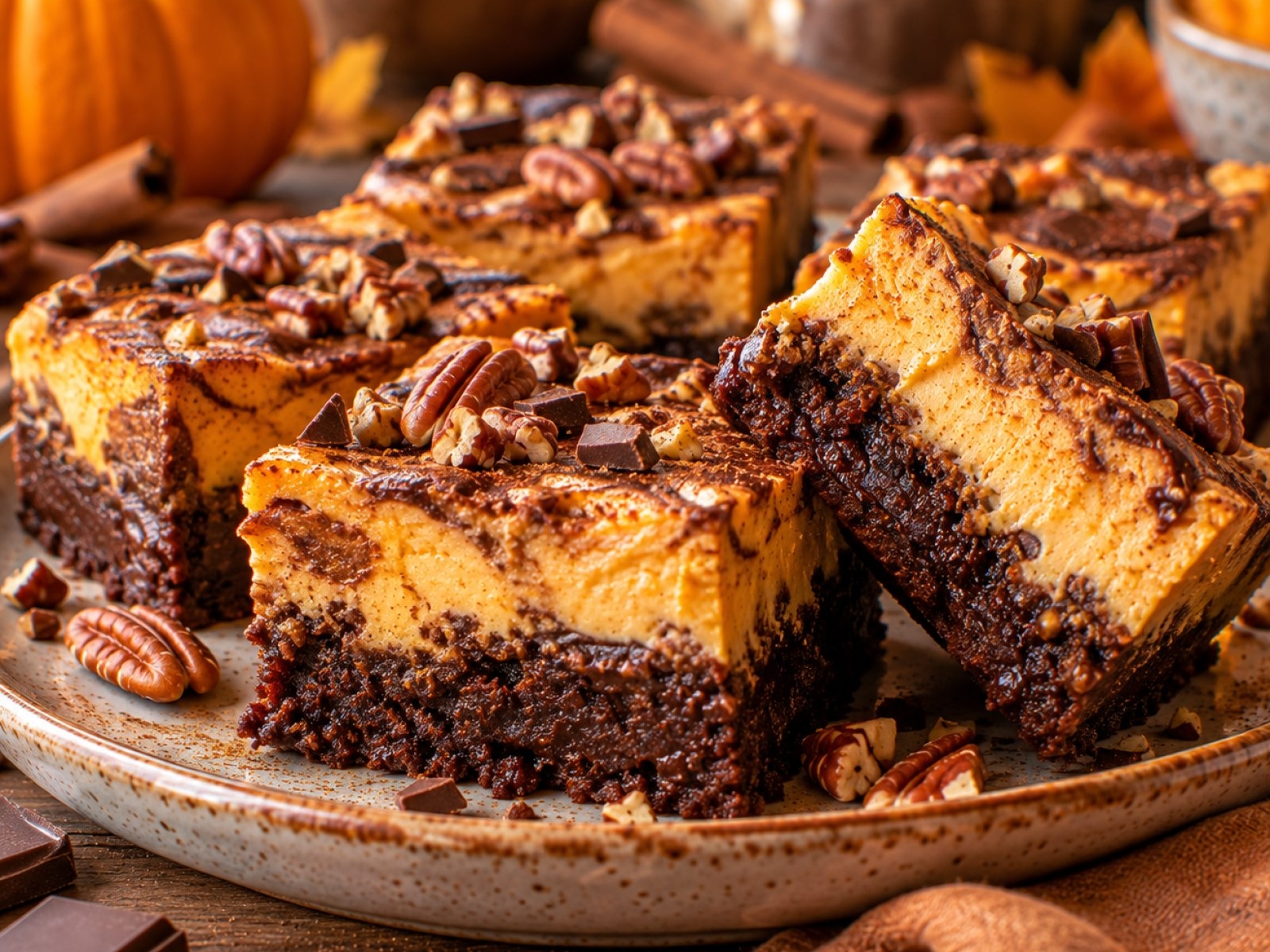 Dyniowe brownie sernikowe – czekoladowe brownie z dynią