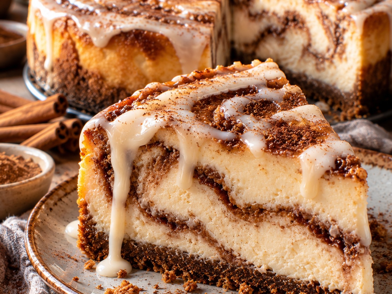Proteinowy sernik cynamonkowy – Cinnamon Roll Cheesecake
