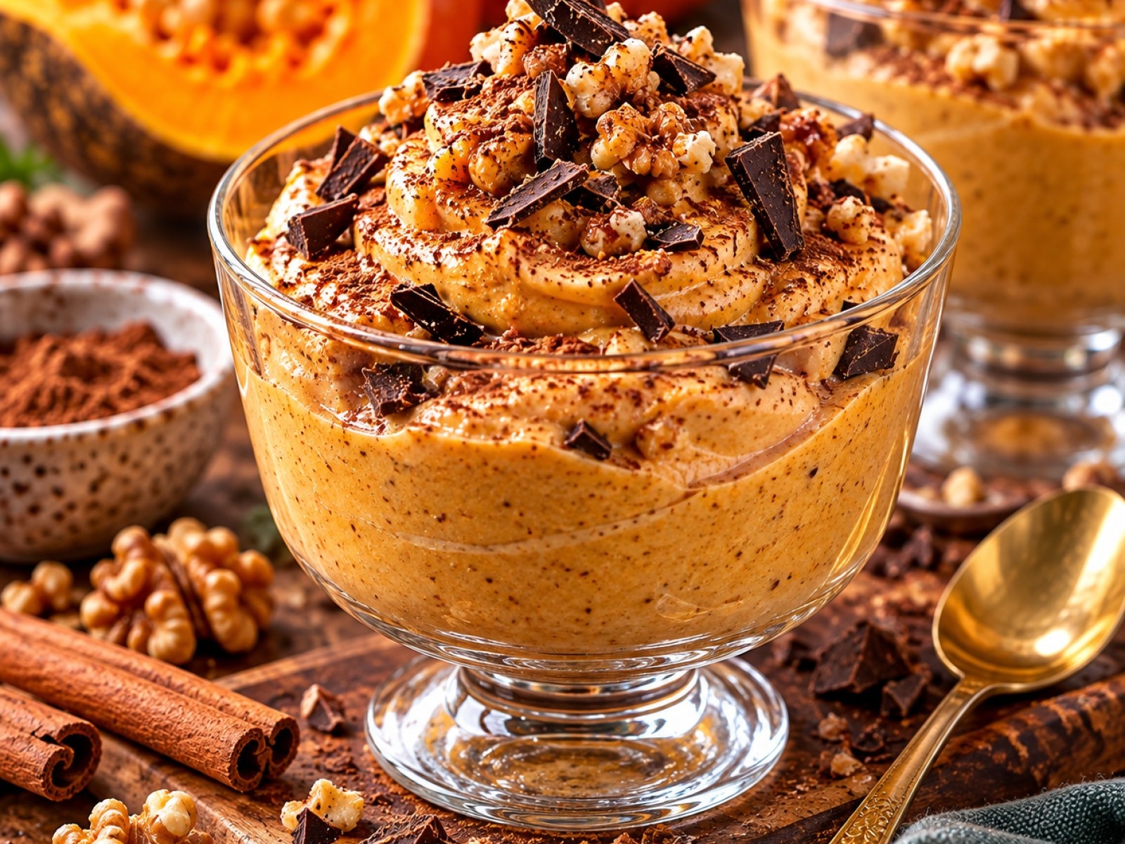 Dyniowy krem proteinowy z serka wiejskiego – deser bez pieczenia