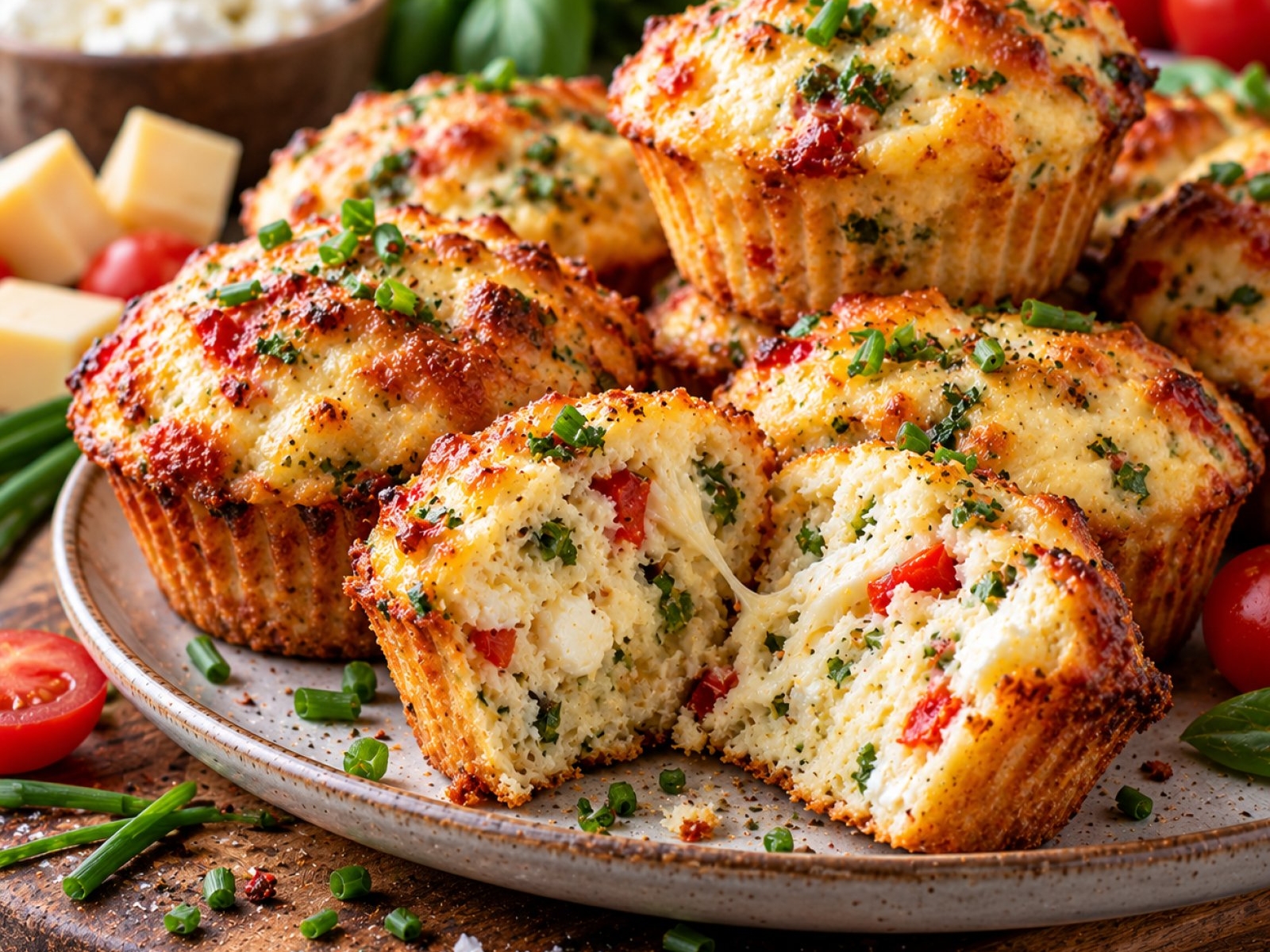 Wytrawne muffinki wysokobiałkowe z twarogiem i serem