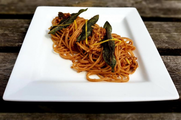 Pasta With Butter, Sage and Parmesan, Walnuts and lemon