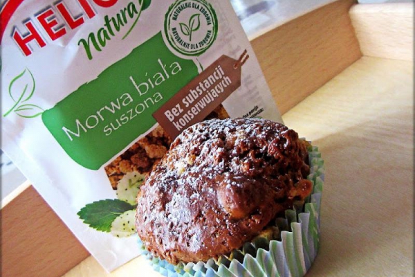 Muffinki Bananowo-Orzechowe z Morwą Białą z Nutą Cynamonu i Czekolady