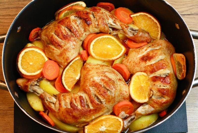 Kurczak pieczony z pomarańczami