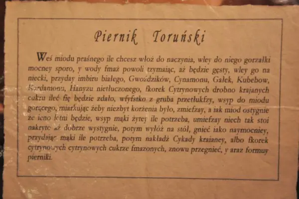 Toruńskie pierniki przepis oryginalny z Torunia