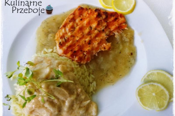 Grillowany łosoś z purée z jabłek i kopru włoskiego wg Pascala