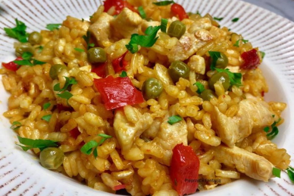 Risotto z kurczakiem na winie