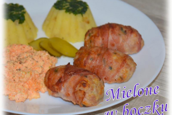 Mielone pieczone w boczku