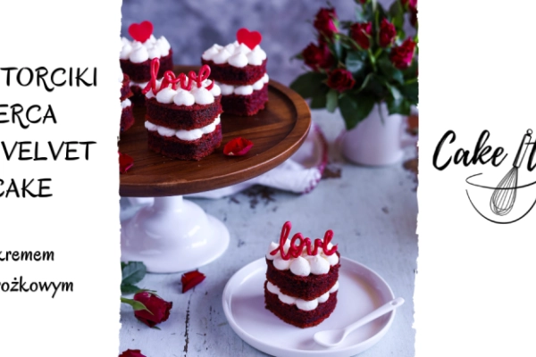 Mini torciki serca Red Velvet Cake z kremem twarożkowym