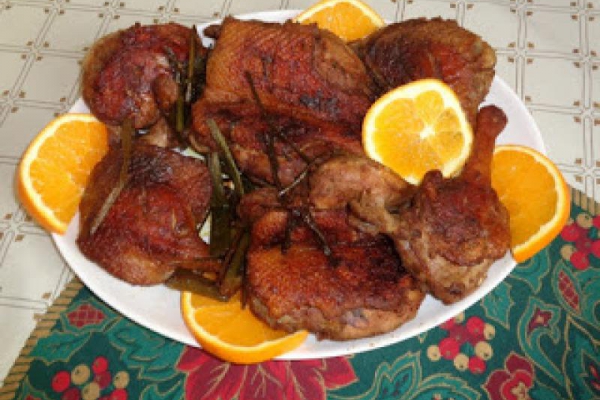 Pieczona kaczka z pomarańczami.