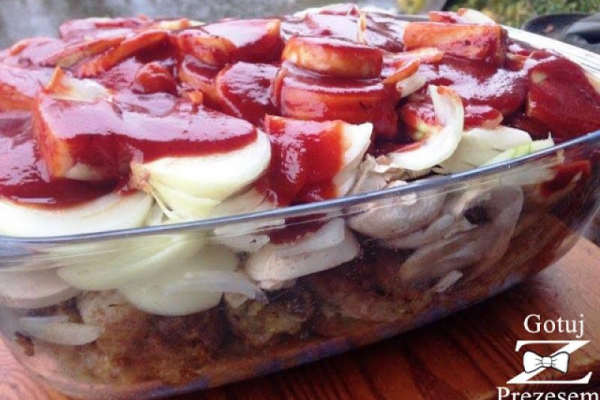 Pieczona karkówka z pieczarkami