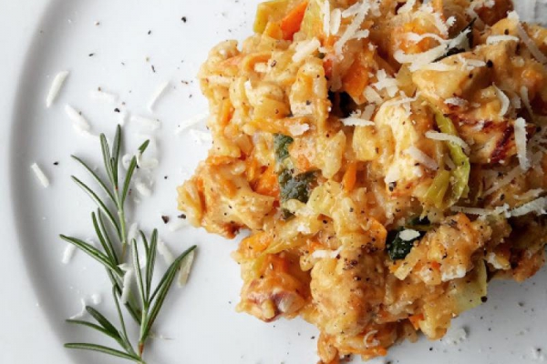 Kremowe risotto z porem i jabłkiem