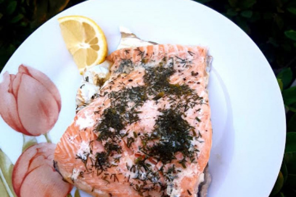 Łosoś z grilla w folii pieczony. Dieta onkologiczna. Smacznie i delikatnie.