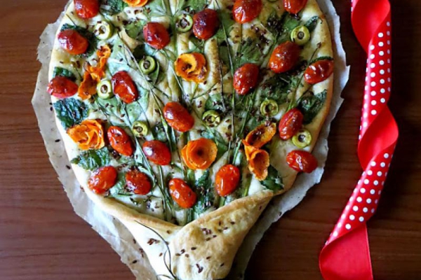 Focaccia Bukiet z młodą pokrzywą
