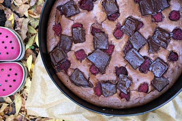 Brownie z malinami