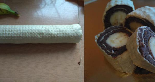 Waflowa rolada z bananem