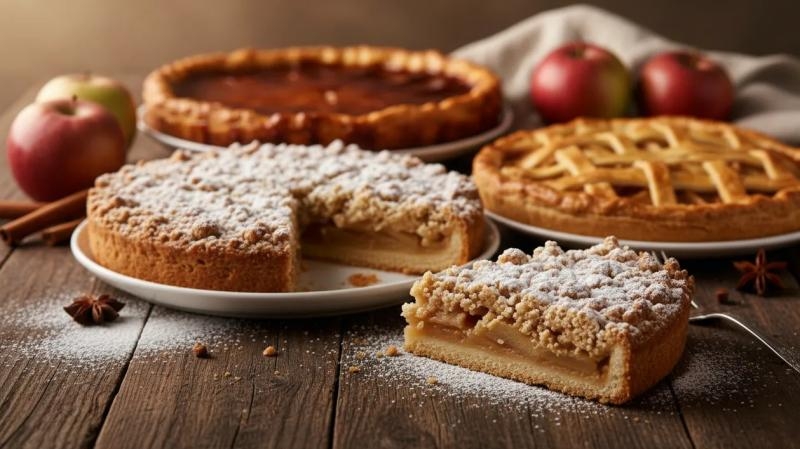 Szarlotka w różnych odsłonach: od amerykańskiego apple pie po polski jabłecznik z kruszonką