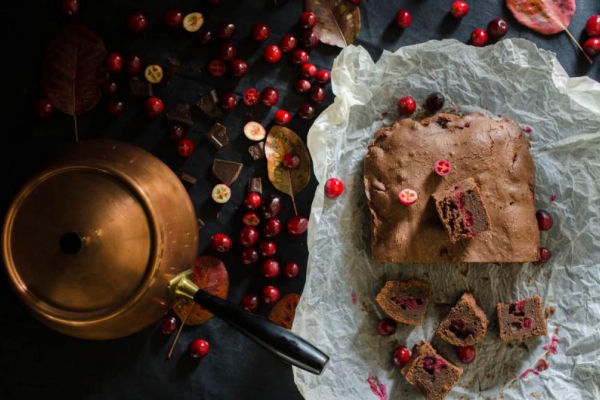 Brownie z żurawiną