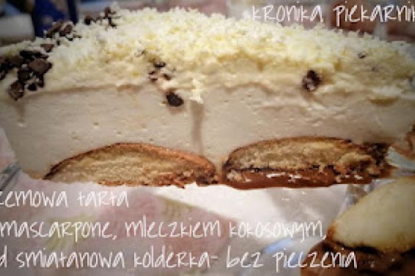 Tarta kremowa z mascarpone, mleczkiem kokosowym pod śmietanową kołderką