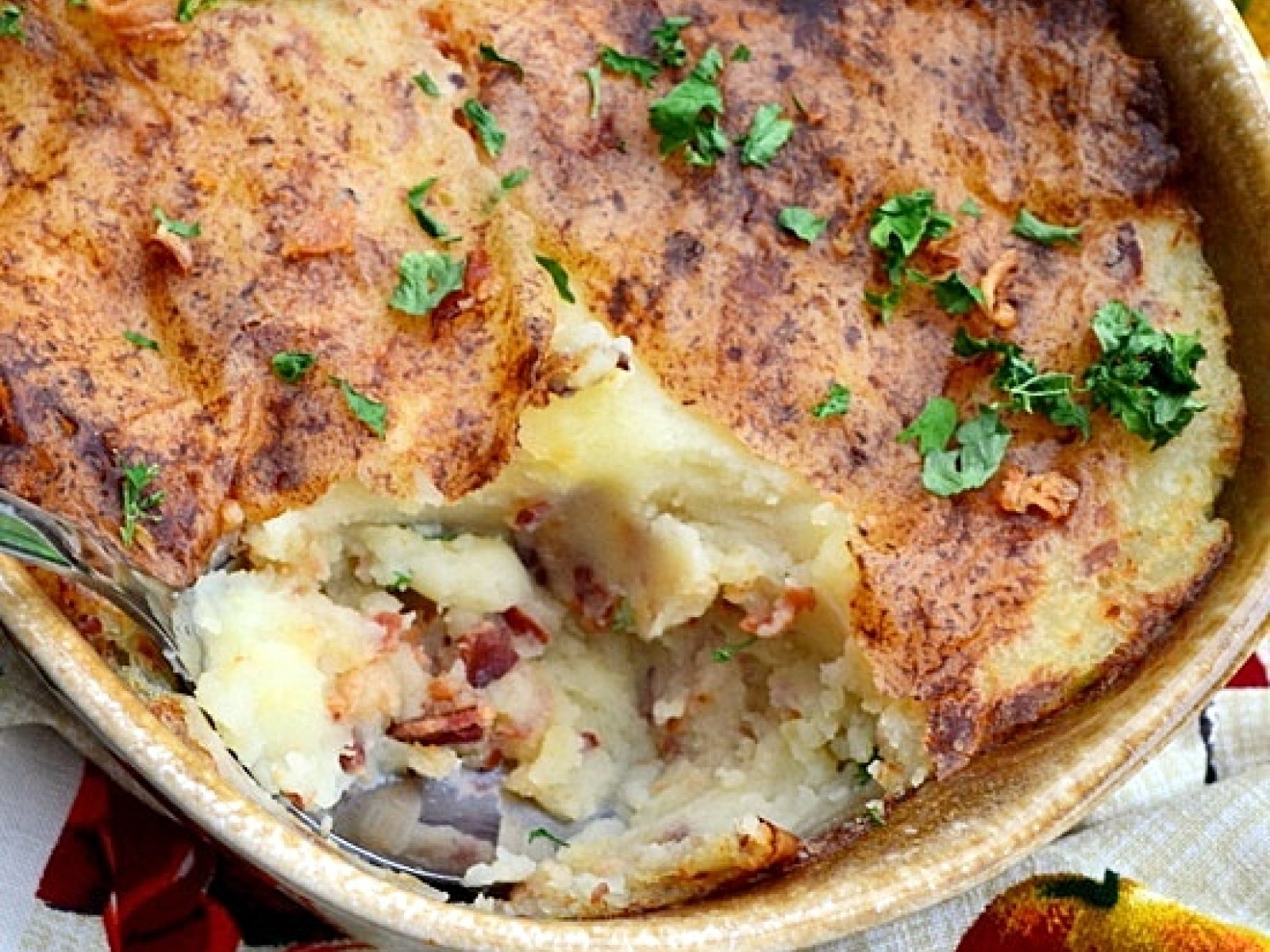 Puree z bekonem i prażoną cebulką