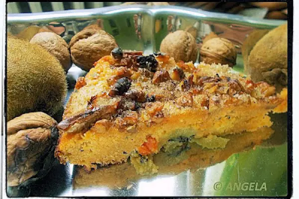 Ciasto marchewkowe z orzechami i kiwi - Carrot Walnut And Kiwi Cake Recipe - Torta di carote alle noci e kiwi