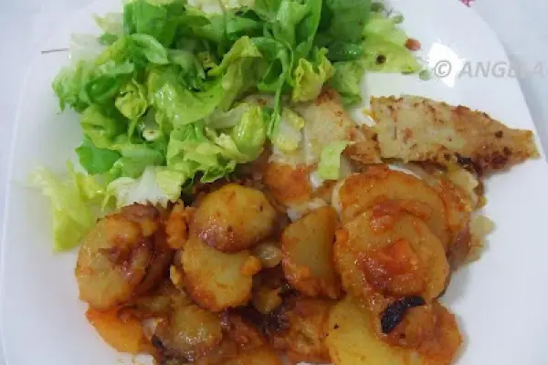 Dorsz z sokiem pomarańczowym & ziemniaki z patelni - Cod with orange juice & potatoes with onions - Merluzzo con succo d arancia e patate con cipolla