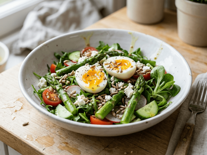 Przepis na sałatkę ze szparagami i jajkiem