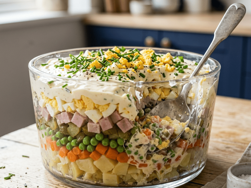 Przepis na sałatkę warstwową z jajkiem