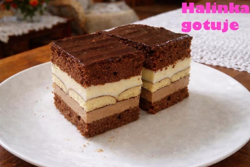 Kawowa Kostka z Dwoma Kremami – efektowne ciasto na niedzielę