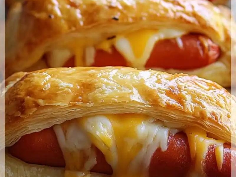 Pieczone Hot Dogi w Cieście Francuskim z Serem i Pomidorami to pyszna przekąska