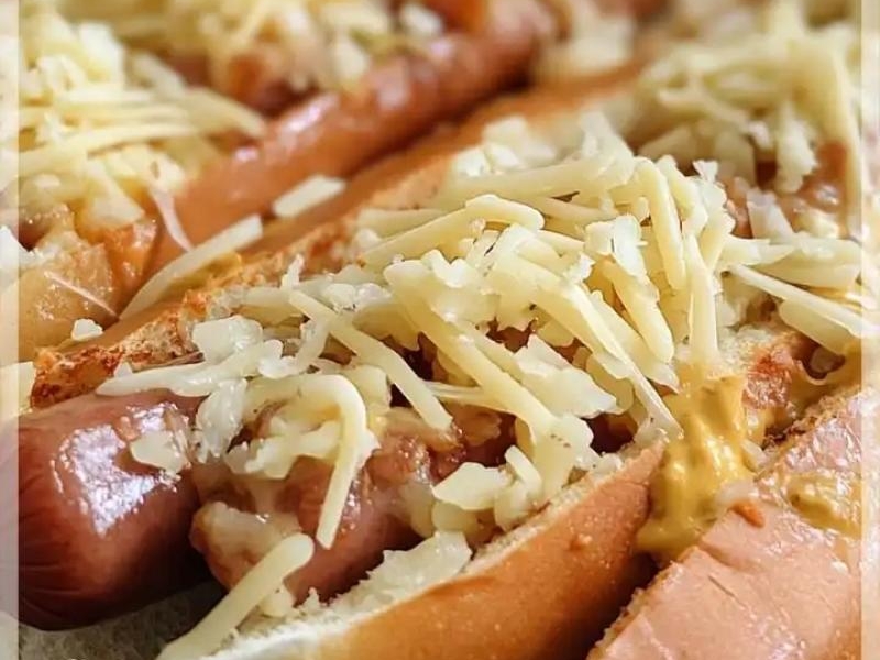 Zapiekane hot-dogi z sosem musztardowym to pyszne danie