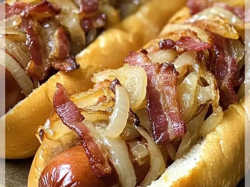 Bekonowe Hot Dogi z Cebulą to pyszna przekąska