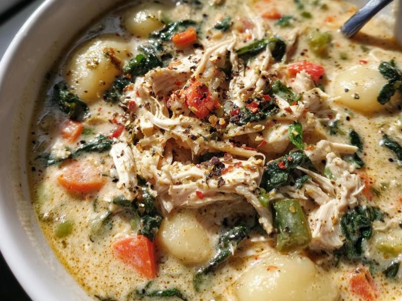 Creamy chicken gnocchi soup is a cozy 7-minute delight