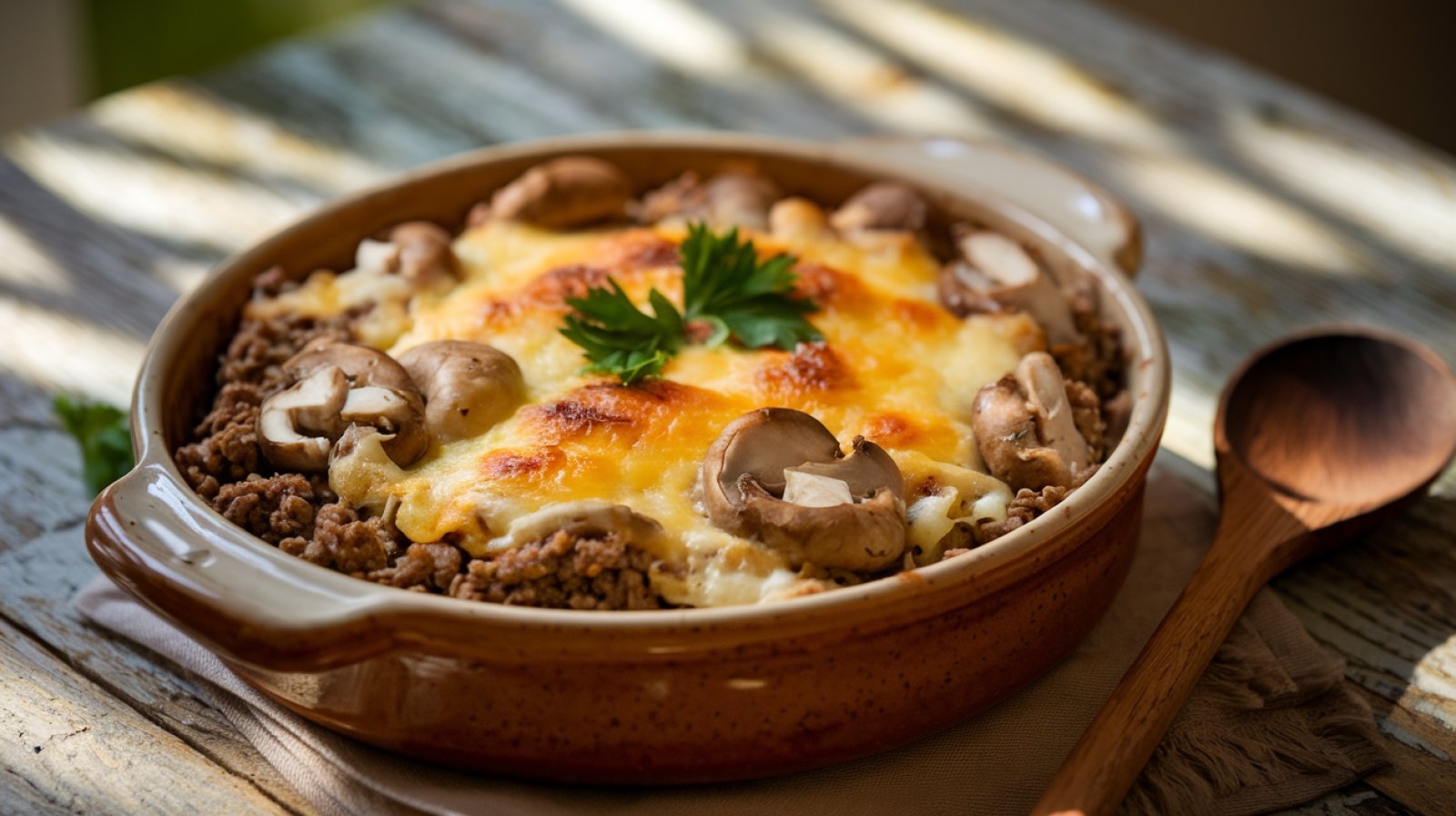 Keto zapiekanka z mięsem mielonym i pieczarkami – prosty przepis