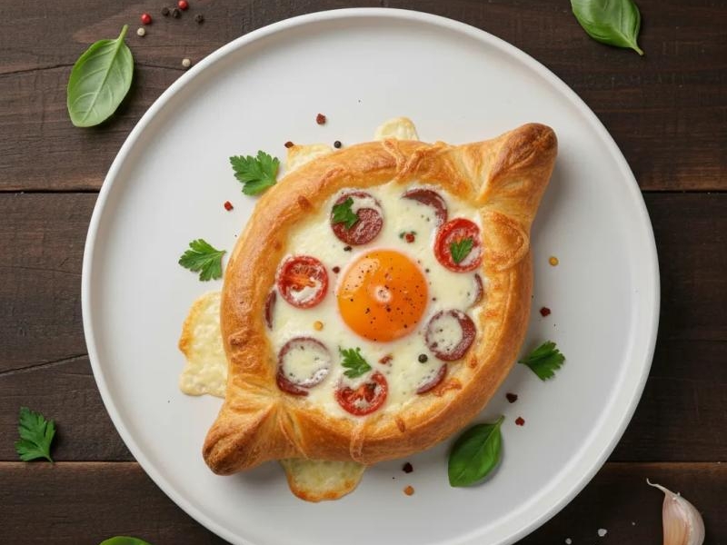 Chaczapuri z Kiełbasą i Pomidorami